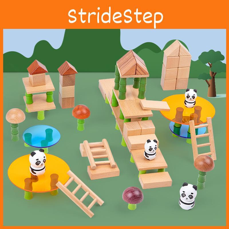 Panda Forest Bamboo Wooden Building Blocks For Kids Early Education Play Gift