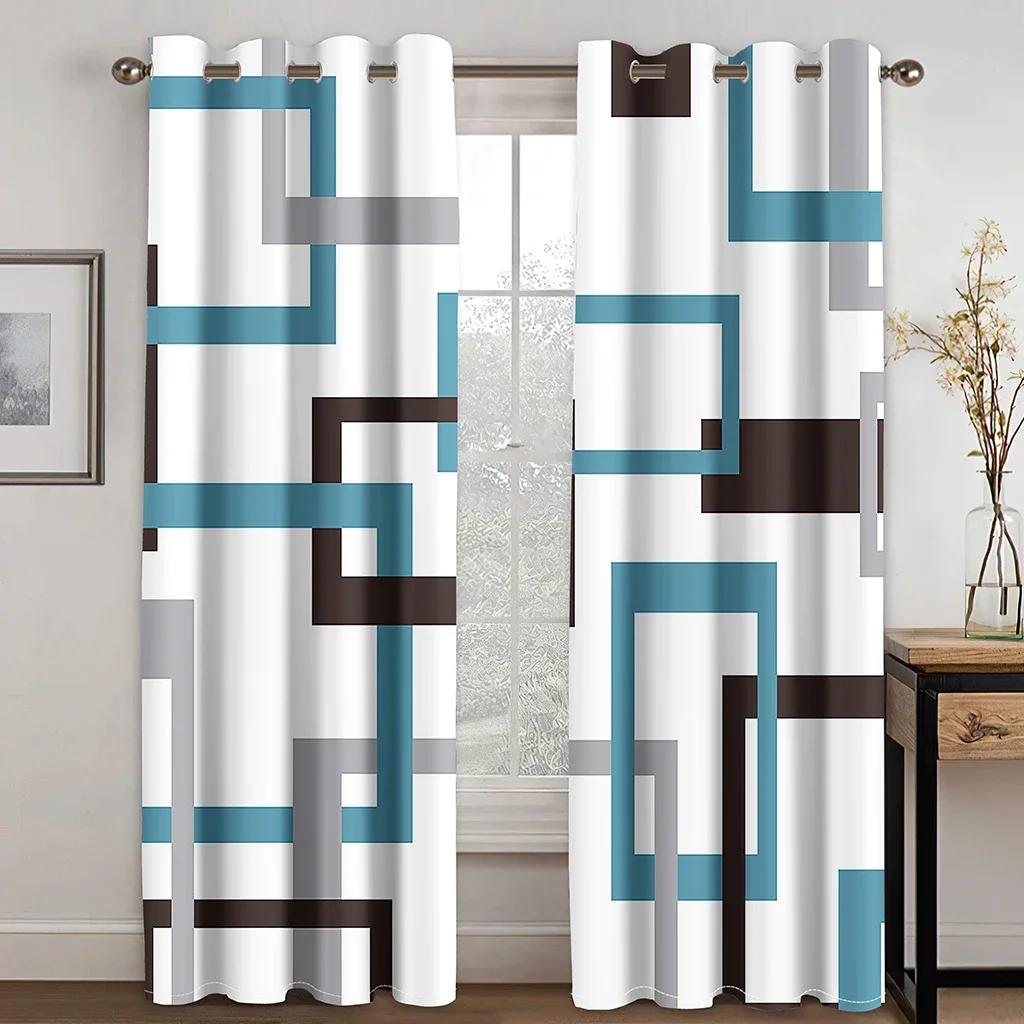 3D Black White Abstract Geometric Blocks Cube Red Window Curtains For Living Room Kids Bedroom Bathroom Kicthen Door Home Decor2