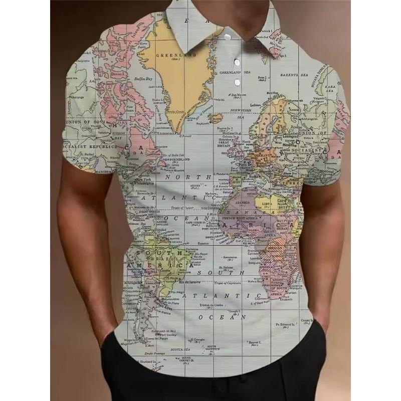 Summer Block Geometry Graphic Men's Polo Shirts 3d Printed Men's Clothing Casual Short Sleeve Loose Oversize Shirt Senior Tops