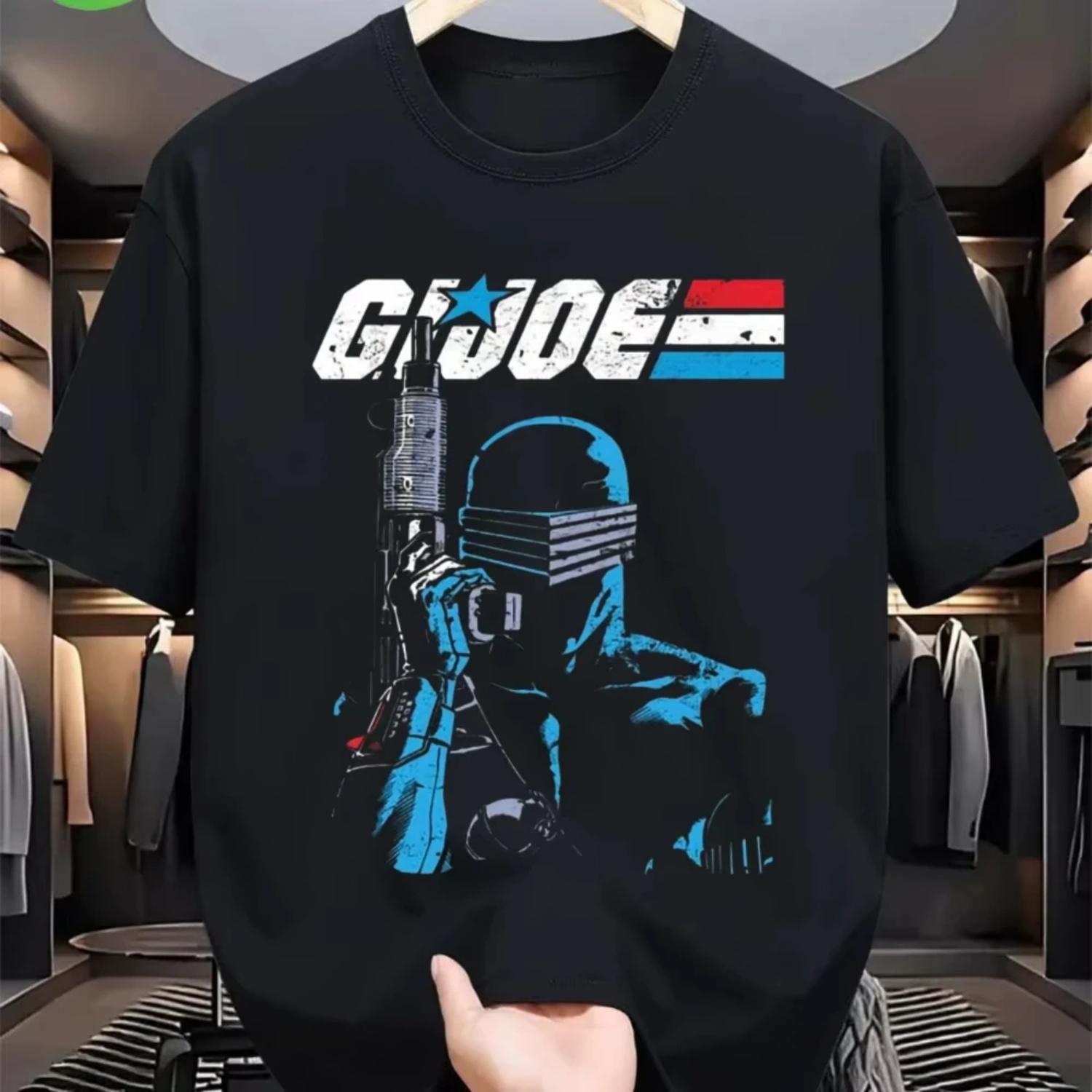 Men s GI Joe Snake Eyes T-Shirt 100% Cotton Relaxed Fit Vintage Action Figure Tee Iconic Snake-Eyes Logo Print Breathable S чёрный