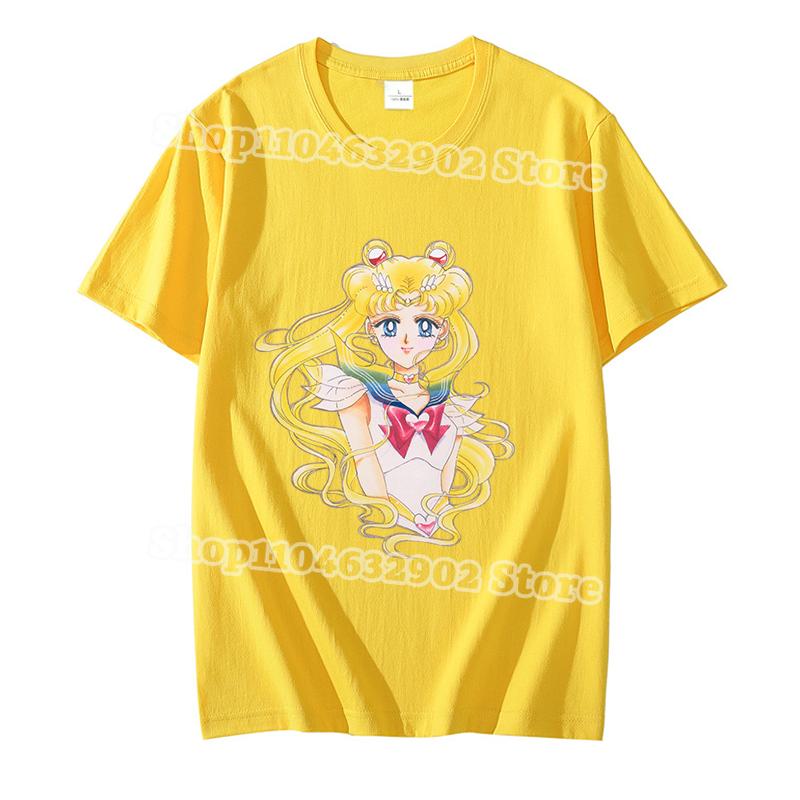 

Футболка Sailor Moon для взрослых Женская Мужская Модная Летняя Одежда Хлопок Короткий Рукав Мультяшная Аниме Графическая Футболка Милые Топы Подарки 110