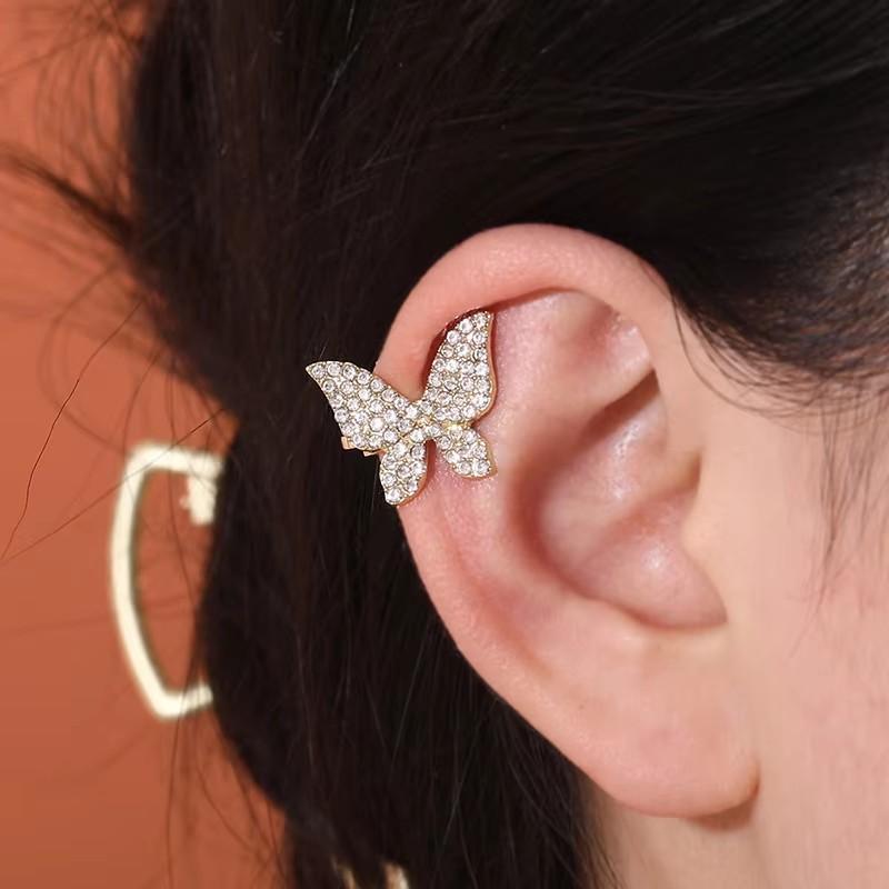 

Korean Fashion Butterfly Ear Cuff Without Piercing Sparkling Zircon Women Clip Earrings Wedding Party Zircon Ear Clips On