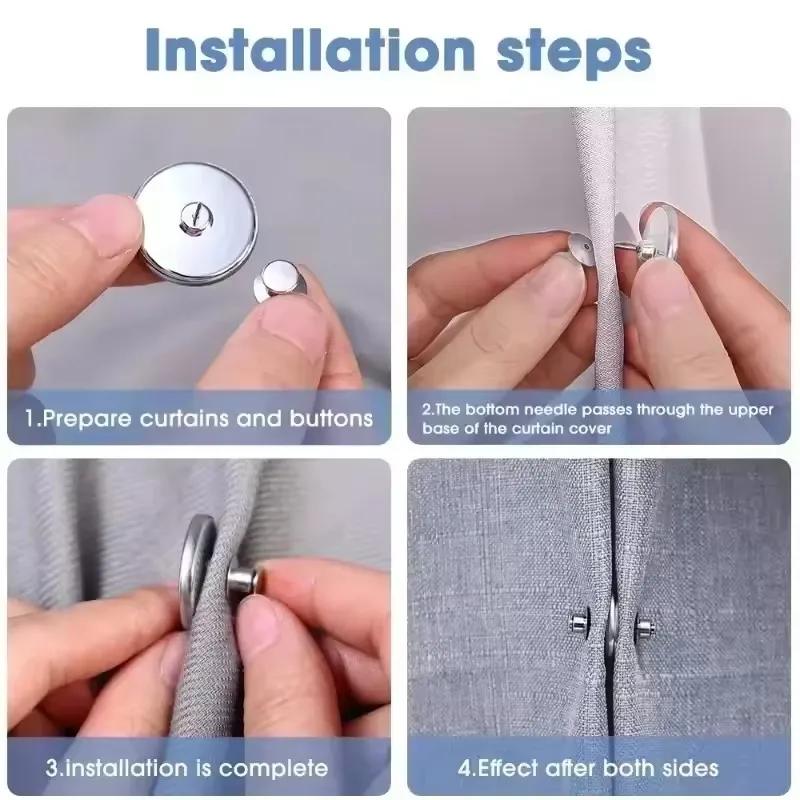 Magnetic Curtain Button Detachable Curtain Clips Prevent Light Adjustment Window Screen Close Magnet Buckles Fixed Fastener