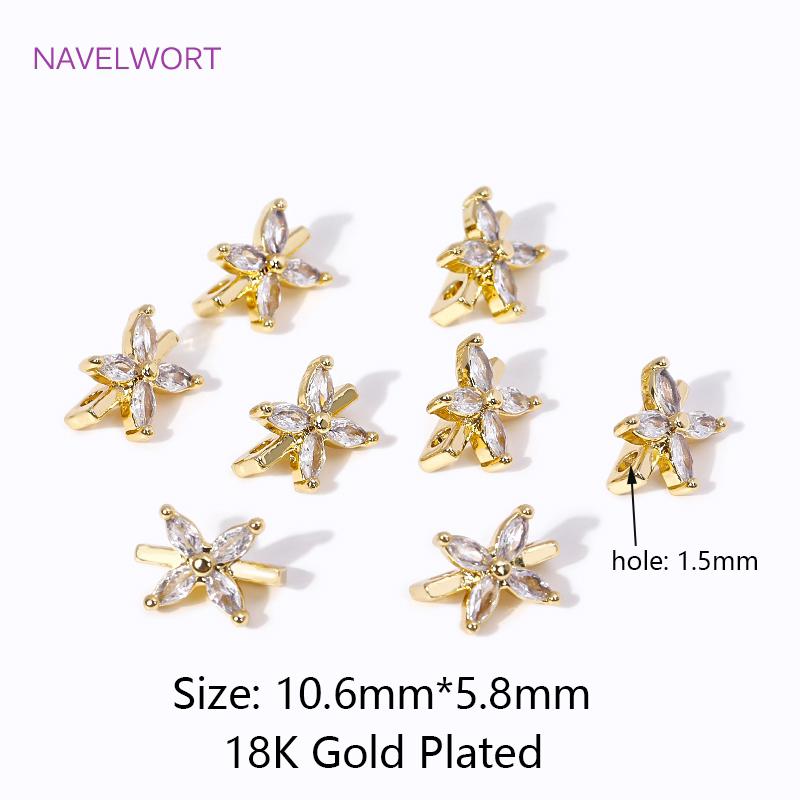 

18K Gold Plated Inlaid Zircon 2 Holes Separators for Beads Accessories DIY Beading Jewellery Making Components Connector 2 pieces