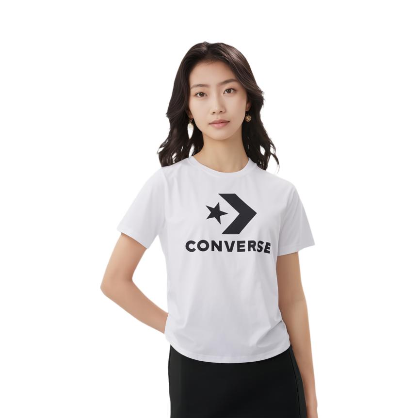 Converse Set In Sleeve T Shirt Unisex White 10025458-A03