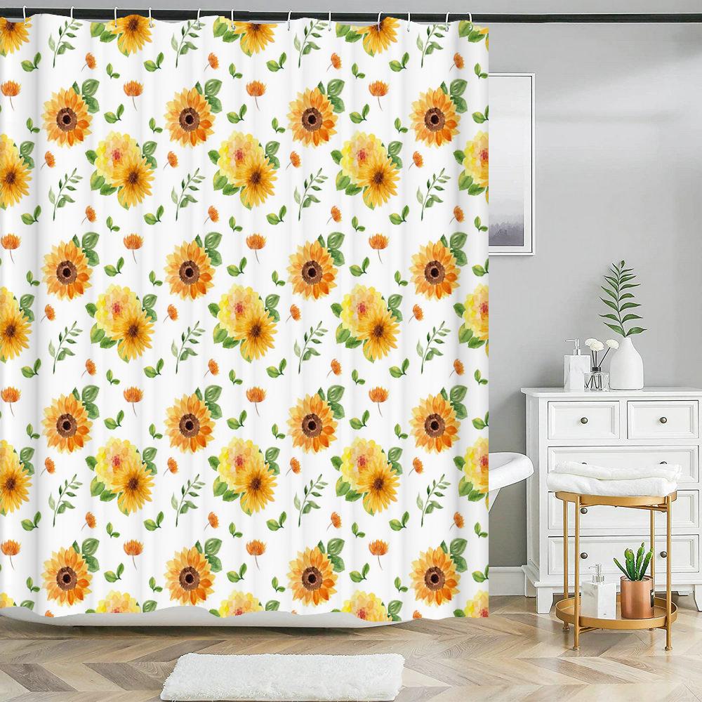 3D Colorful Flowers Leaves Birds Printing Bathroom Waterproof Shower Curtain with Hooks Home Decoration Polyester Bath Curtains