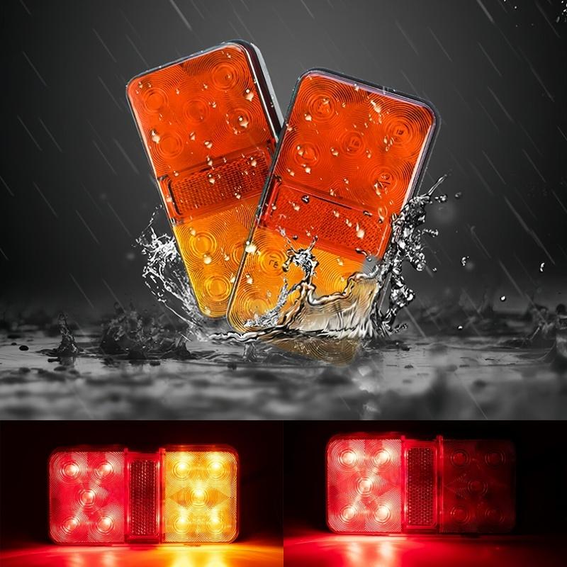 2pcs 12-24V 10LED Rear Tail Light Brake Stop Indicator Lamp For Trailer Truck Van Caravan