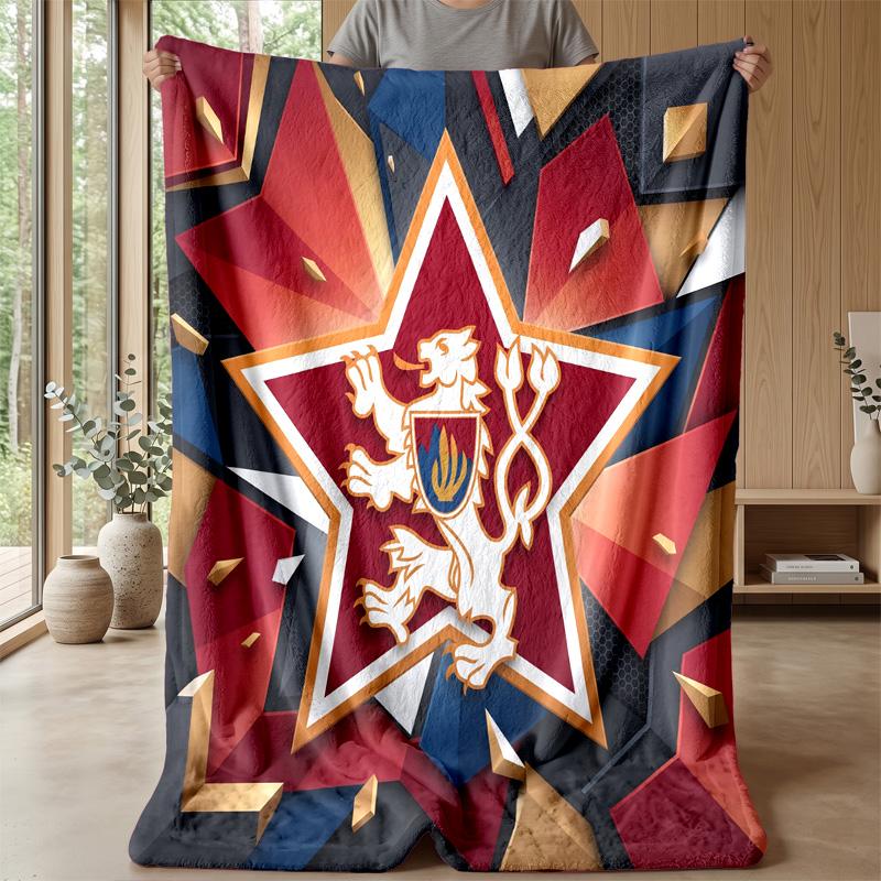 Czech Republi Football Printed Flannel Blanket Skin Friendly Warm Decorative Throw for Indoor Couch Bed Daily Use