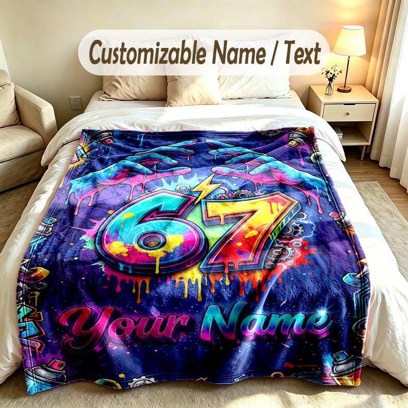 Celebration Party Theme Custom Blanket Personalized Name & Text Customized Soft Warm Throw Blanket Home Decor
