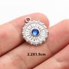 6pcs Evil Blue Eye Charm Dark Blue Heart Moon Eyes Pendant Rhinestone Stainless Steel Charm For Jewelry Making Necklace Keychain