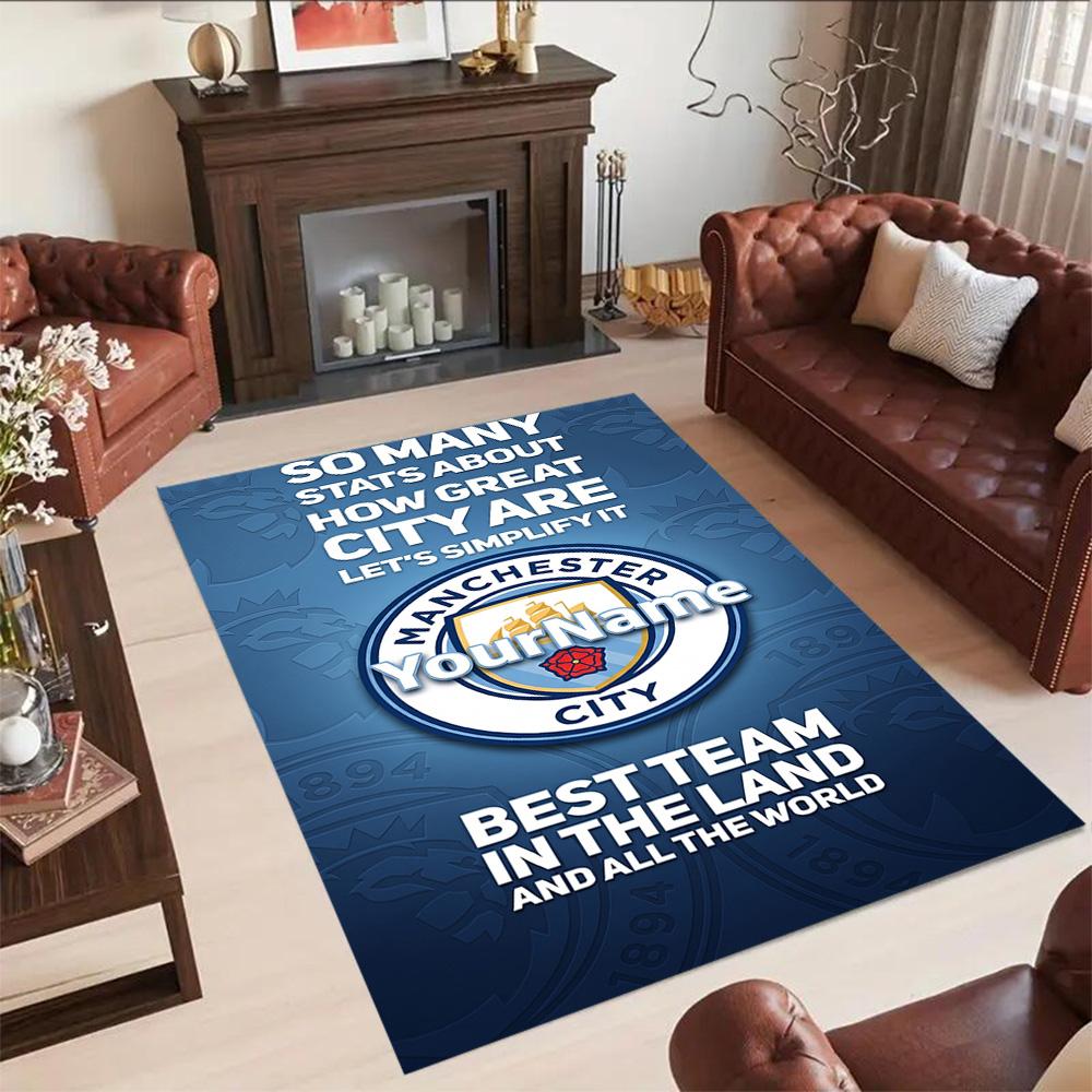 Manchester City Customize Your Name Carpet Perfect for Outdoor Kitchen Entryway Foyer Antislip Carpet Anime Office Decor Best for Christmas