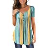 Summer Women's Short Sleeve Floral 3D Printed Buttons T Shirt Ladies Plus Size Top