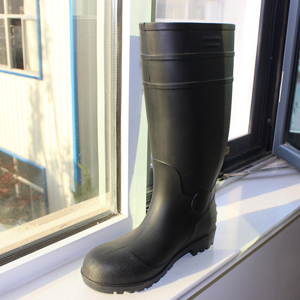 1Pair High Knee Rain Boots for Men Injection Molded Seamless PVC Rainproof Shoes Abrasion Resistant Farm Boots with Reinforced