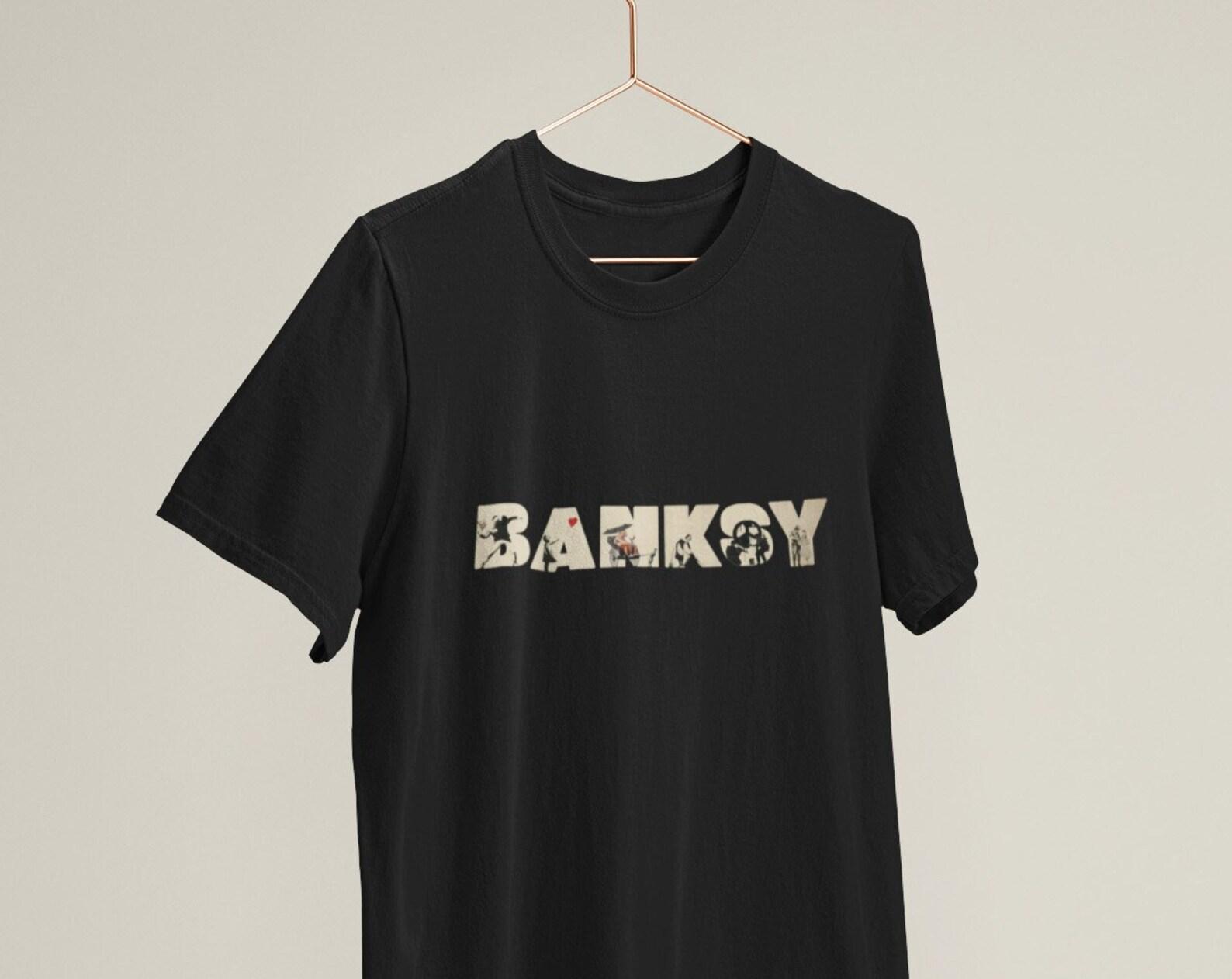 Banksy Most Iconic Art Graffiti / Heavyweight cotton unisex T shirt with print tee top XL
