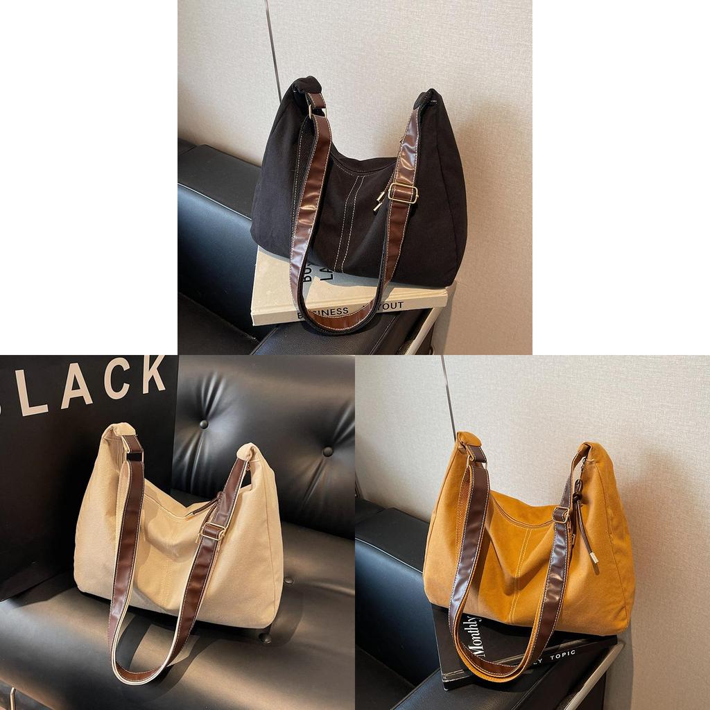 Large Leather Suede Shoulder Bag With Zipper Top And Polyester Lining For Daily Outings
