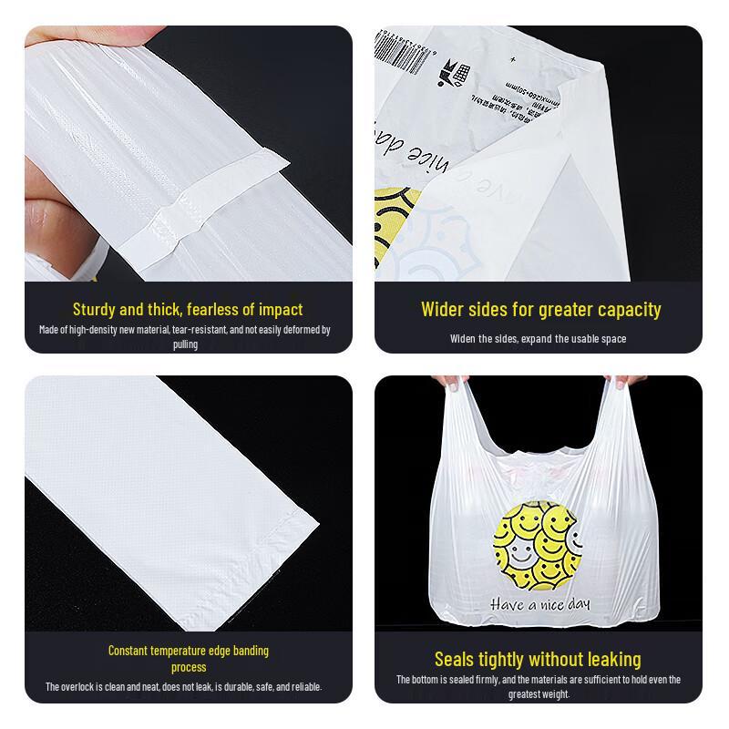 Sodolike Thickened Vest-Style Plastic Shopping Bags (100 Count)
