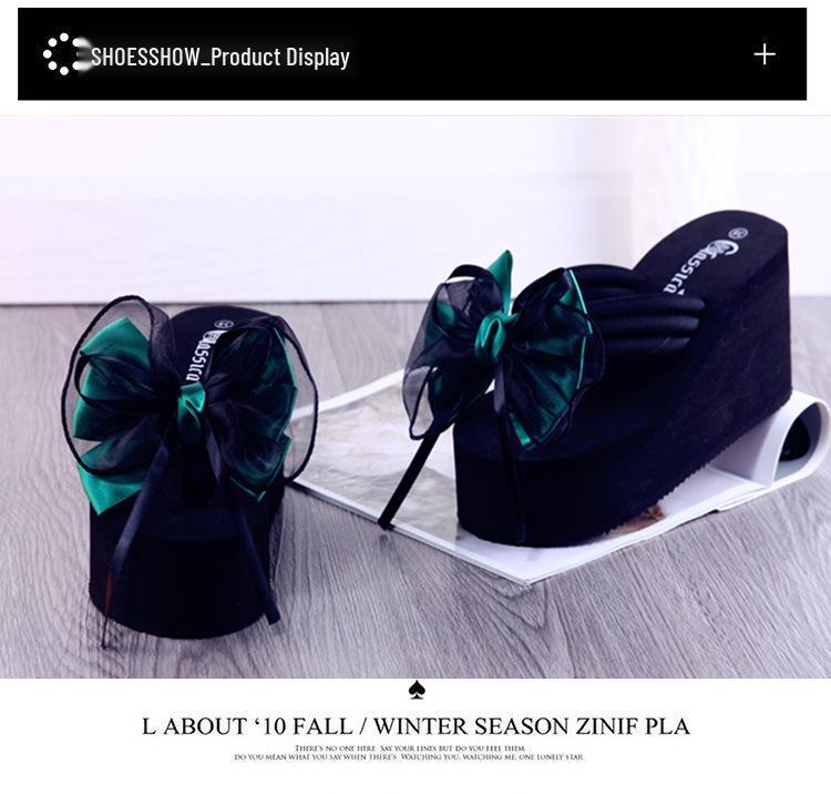 Korean Style Thick-Soled Wedge Heel Women's Flip-Flops - Non-Slip, High-Heeled Beach Sandals