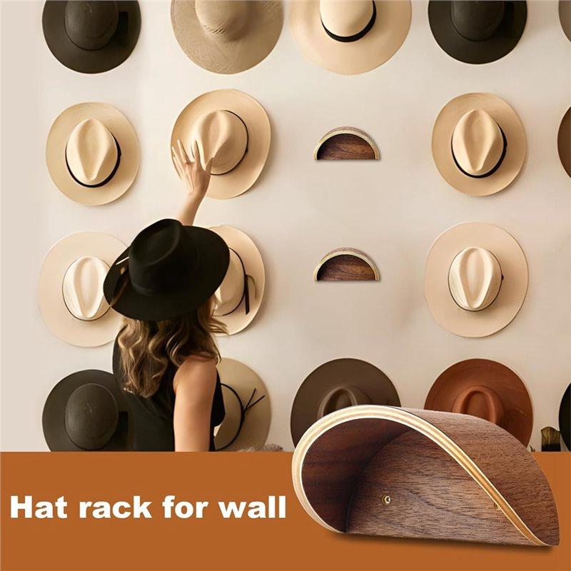 ABBP-Cowboy Hat Rack For Wall, 2 Pack Wooden Hat Holder With Satin Finish, Non-Damage Brim Design For Western Hat Organizer