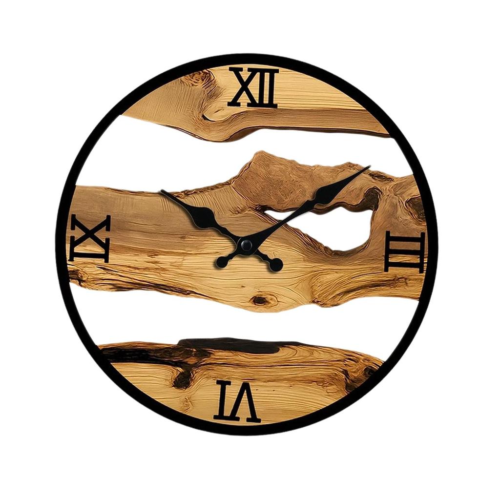 Wood Wall Clock Wall Decor Home Decoration Farmhouse Wood Grain Creative Quiet Decorative Clock for Kitchen Kids Room Bedroom