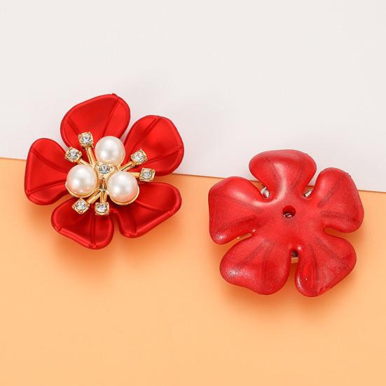 3 Stück Künstliche Perlenblumen-Dekorationen Strassblumen Schmuckzubehör Funkelnde Blumenakzente für DIY Bastelschmuck Brosche Haarschmuck