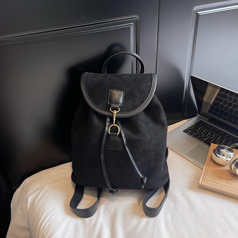 

2025 Retro Suede Korean Influencer Style Women s Backpack - Large Capacity College & Travel Bag