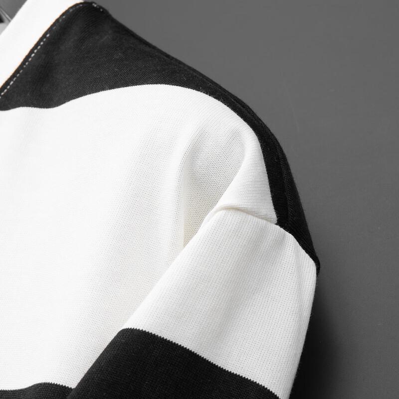 Men's Plus Size Striped Cotton Blend Round Neck T-Shirt