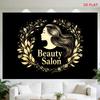 Luxury Gold Beauty Salon Tapestry Wall Art Floral Spa Decor Home Bathroom Sign Elegant Boutique Canvas Print Aesthetic Wall