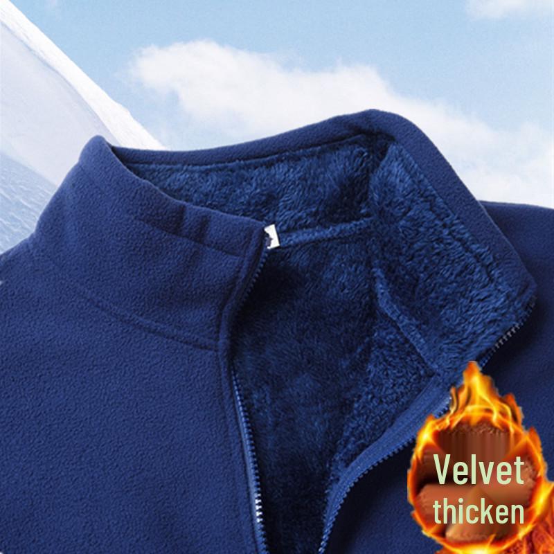 Men's Thickened Double-Sided Fleece Windbreaker Jacket - Warm, Loose, Plus Size for Outdoor Autumn/Winter Wear
