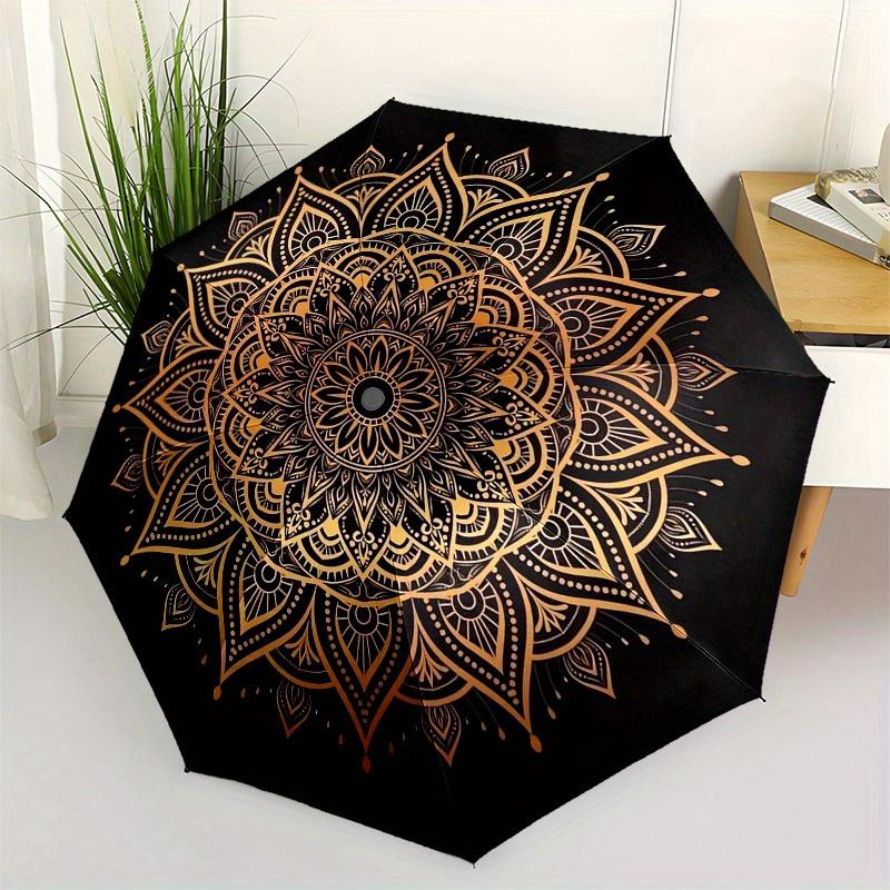 

1pc Golden Mandala Pattern Umbrella with Plastic Handle,Suitable for All Seasons Home Travel Outdoor UmbrellaM1327