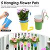 5Pcs Metal Hanging Flower Pots Hook Bucket Garden Planter Pots With Drainage Hole Balcony  Garden Office Planter Home Decor