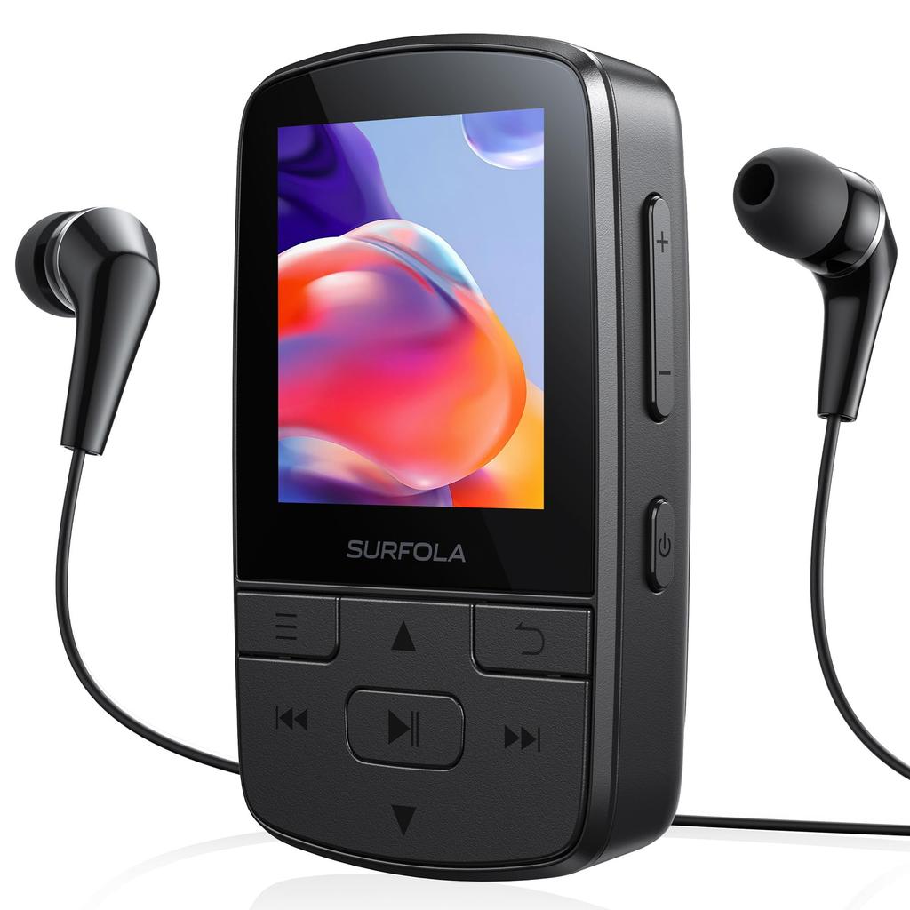 Player MP3 Surfola, Bluetooth 5.1, cu Clip, Capacitate 64GB, Extensibil până la 128GB, Calitate Sunet HIFI, Player Audio Digital Multifuncțional, Compact