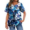 Women's Fashion Casual Short Sleeve Print Round Neck Pullover Top Blouse