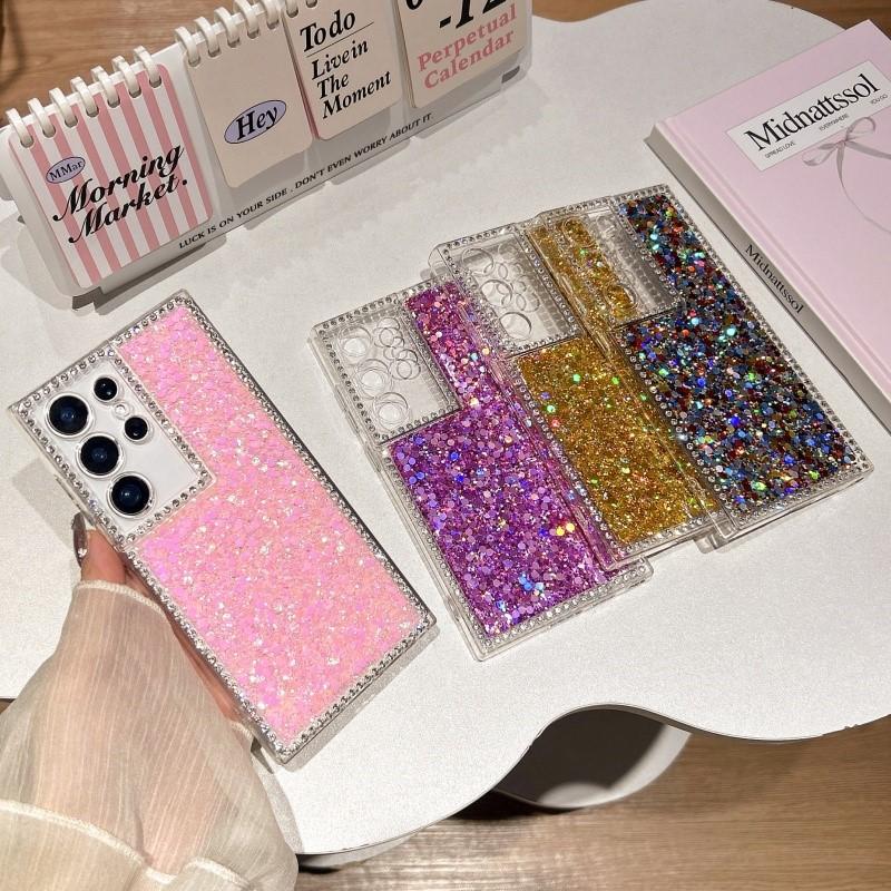 Luxury Shiny Diamond Glitter Sequins Case For Samsung S25 Edge S24 Plus S23 S22 S21 Ultra S20 FE A56 A36 A26 A16 A14 A15 Cover