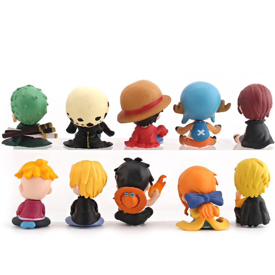 Sada 10 ks Anime One Piece Figurky Hračky Luffy Roronoa Zoro 4cm Q Verze Akční Figurka Kawaii Panenka Dekorace do Auta PVC Model Dárek