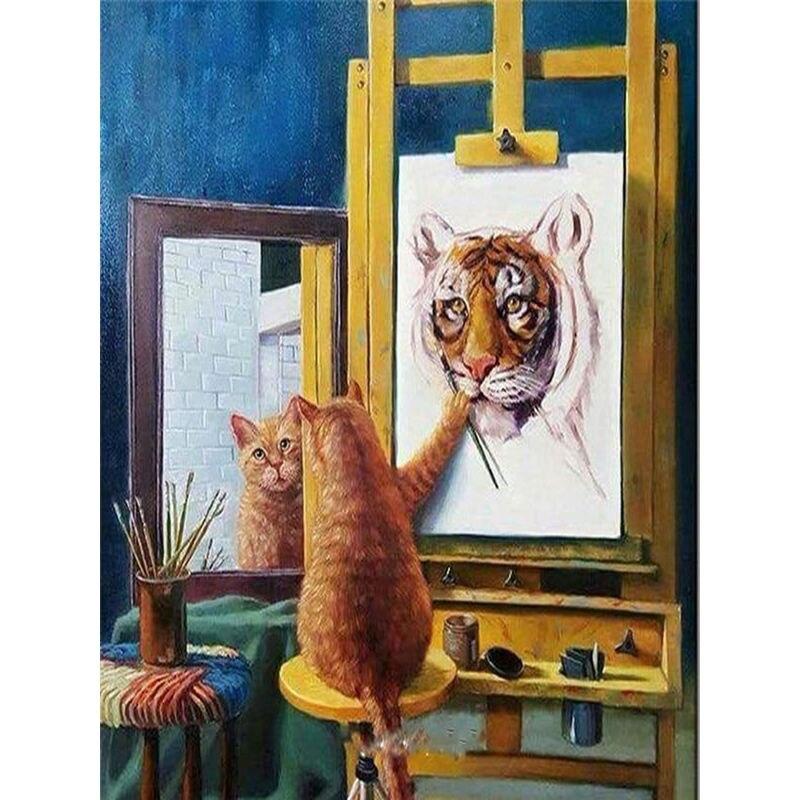 Full Drill Square&;Kulatý diamantový obraz Black Faced Cat Diy Sale Výšivka Animal Home Decoration dárek