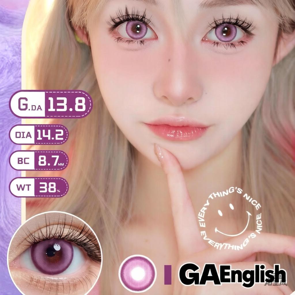 DOUBLEFISHPIG 1-Year Genki Series: Grass Green, Orange, Purple, Rose Red, Blue, Cyan & Gold - Official Authentic Cosplay Lenses