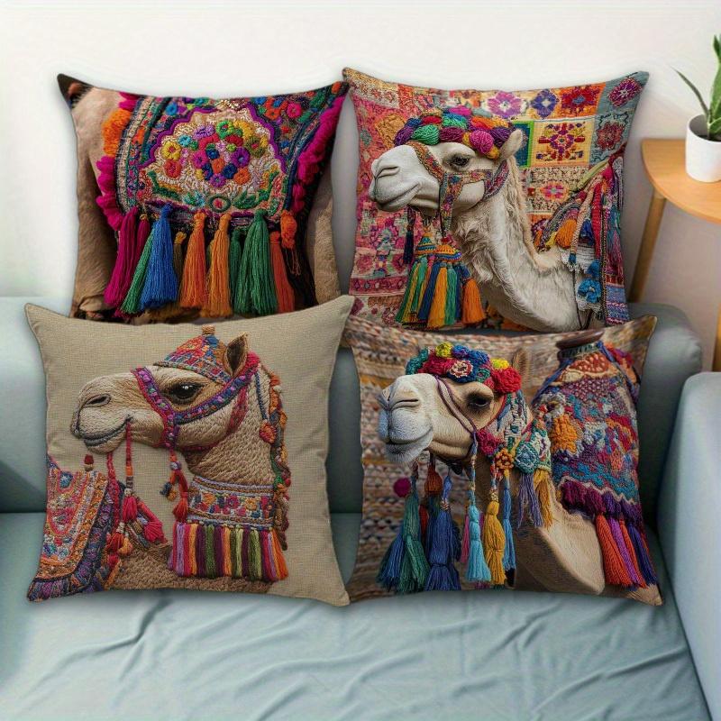 1/4pcs Colorful Camel-Patterned Pillowcases Sofa cushion cover home bedroom room decoration