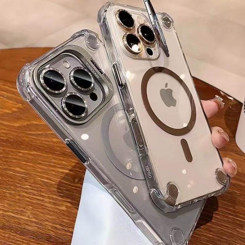 Transparent Camera Stand Holder Acrylic Phone Case for For Iphone 17 Air 16 15 14 13 12 Pro Max Plus for Clear Cover