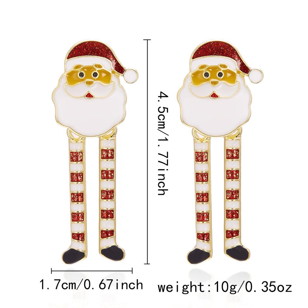 Adorable Oil Drop Long-Legged Santa Claus Tassel Earrings Christmas Unique Women's Jewelry Holiday Outfit Accessory NEW 2025