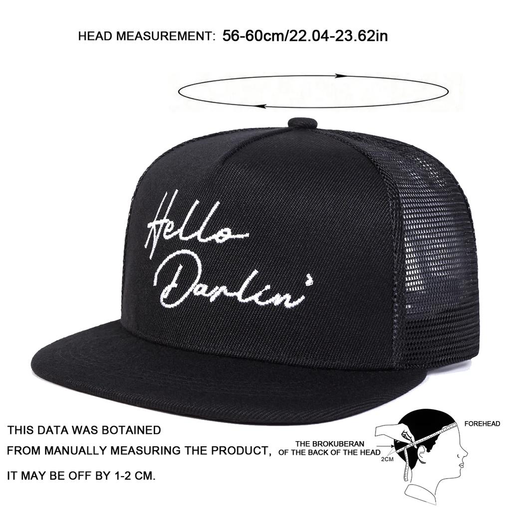 Unisex Hello Darlin Embroidery Hip-hop Net Hats Spring And Summer Outdoor Adjustable Sports Casual Baseball Caps Sunscreen Hat