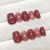 Gradual change fine flash wearing nail piece Cherry red nail piece Smudge fake nail simple detachable nail piece 24 pieces