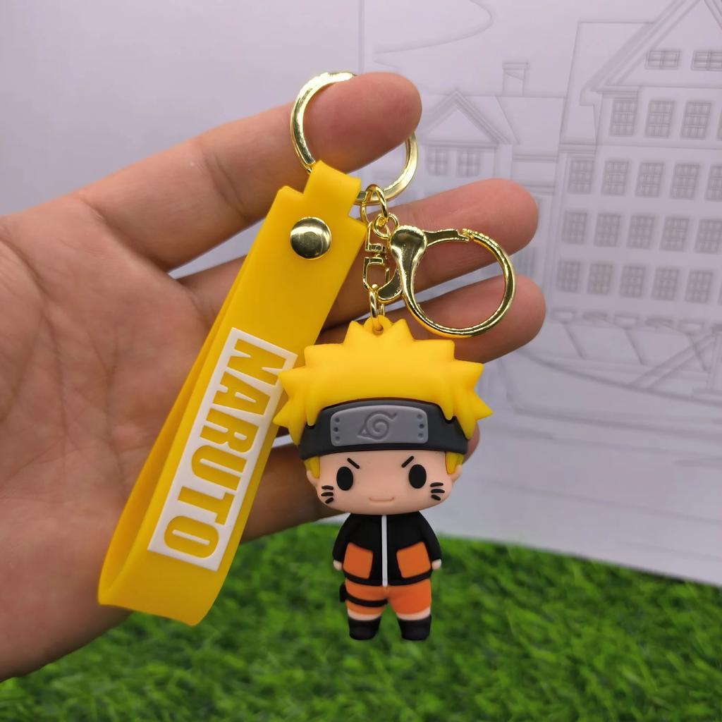 Naruto Keychain Fashion Jewelry Cartoon Cute Figure PVC Keyring Uzumaki Kakashi Action Figures for Men Women Bag Pendant