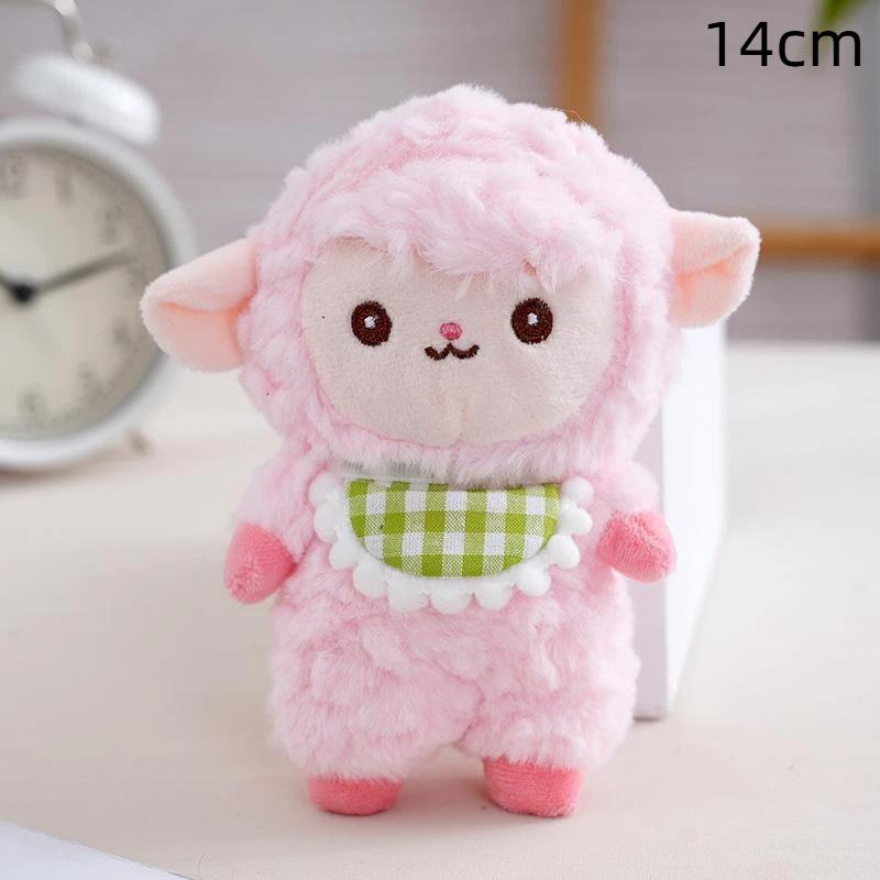 Cute Plush Bib Sheep Keychain Cartoon Animal Stuffed Charm for Backpack Decoration Girls Easter Gift