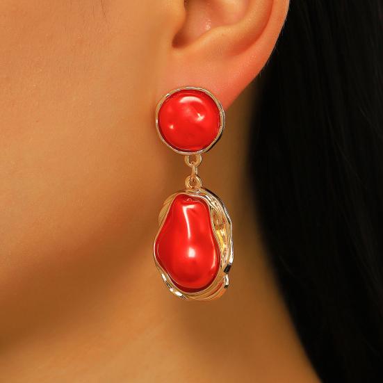 Yousheng 1 Pair Drop Earrings for Women, Irregular Baroque Imitation Pearl Design Stud Earrings, Double-Layered Pendant French Style Earrings for
