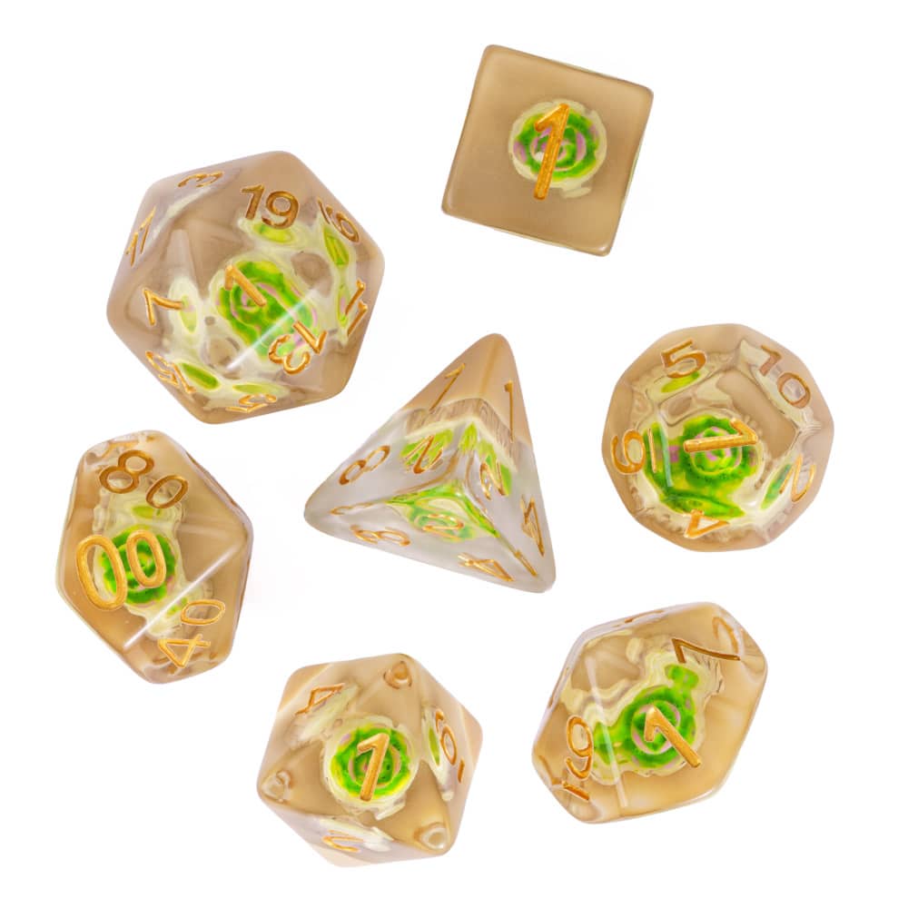 Cusdie Cute Mushroom Dice Set D&D 7Pcs D4 D6 D8 D10 D% D12 D20 DND Polyhedral Dice for Role Playing Game Table Games TRPG