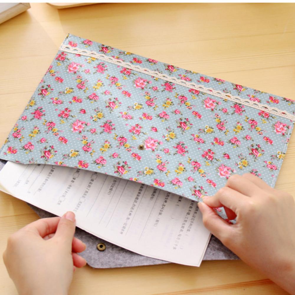 Elegant Envelope File Organizer Document Protector Button Folder Portable Data Bag  Students