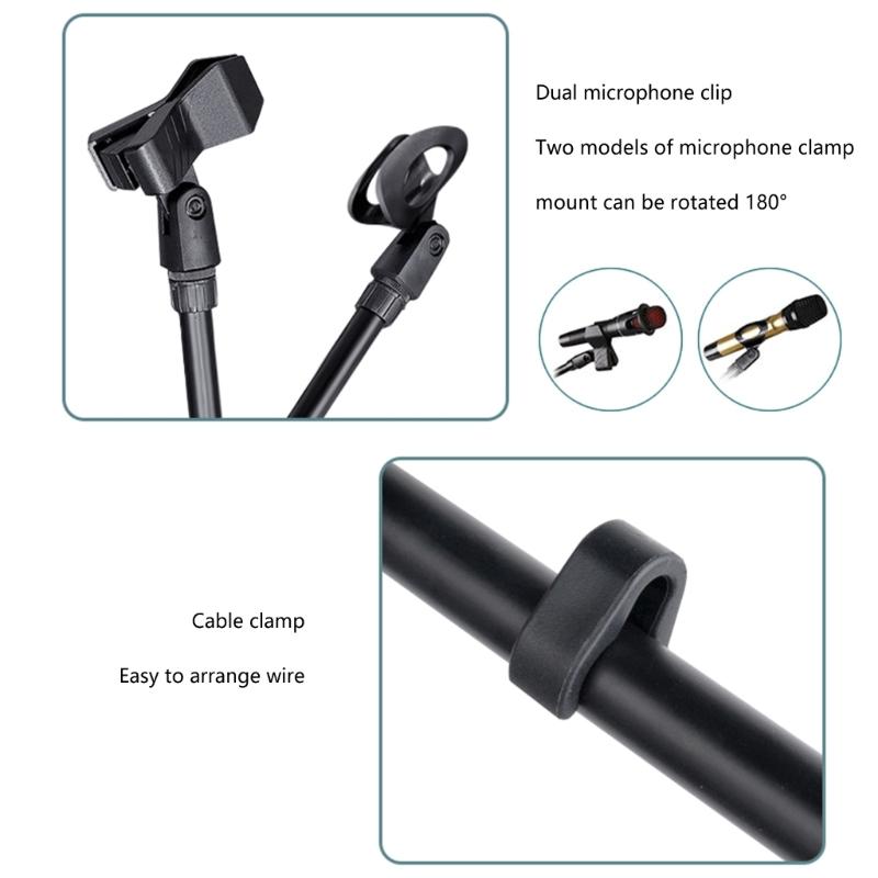 Floor Standing Mic Boom Arm Clip Microphone Mount Freely Rotatable for Home Studio and Broadcast Use Sound Equipment