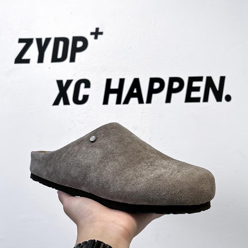 

Fashion 2025 New Man Business Flats Half Drag Fashion Casual Leather Mules Slippers Men Leisure Walk Sandals Outdoor Beach Slides Shoes 36 серый