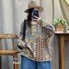 2026 Autumn Retro Floral Knit Sweater: Loose Round Neck Pullover