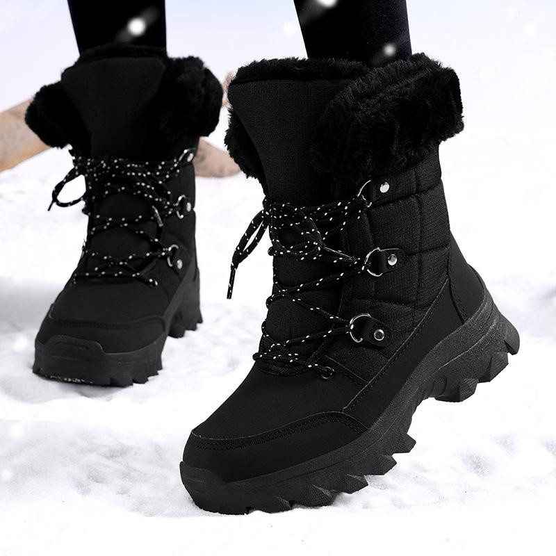 High-top snow boots women's new winter non-slip warm piled thickened Northeast outdoor ski cotton shoes